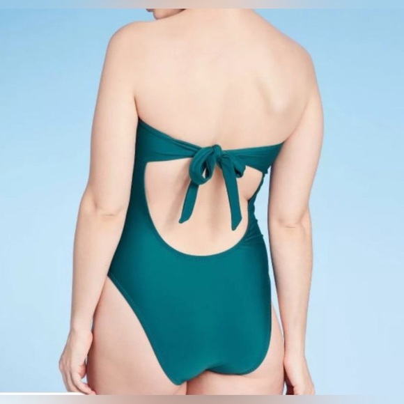 Shade & Shore One Piece Swimsuit Cheeky Low Back Basic Teal Cups Size L NWT - Picture 3 of 6